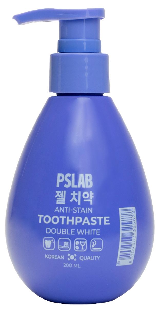 Зубная паста PSLAB Double white с дозатором, 200 мл