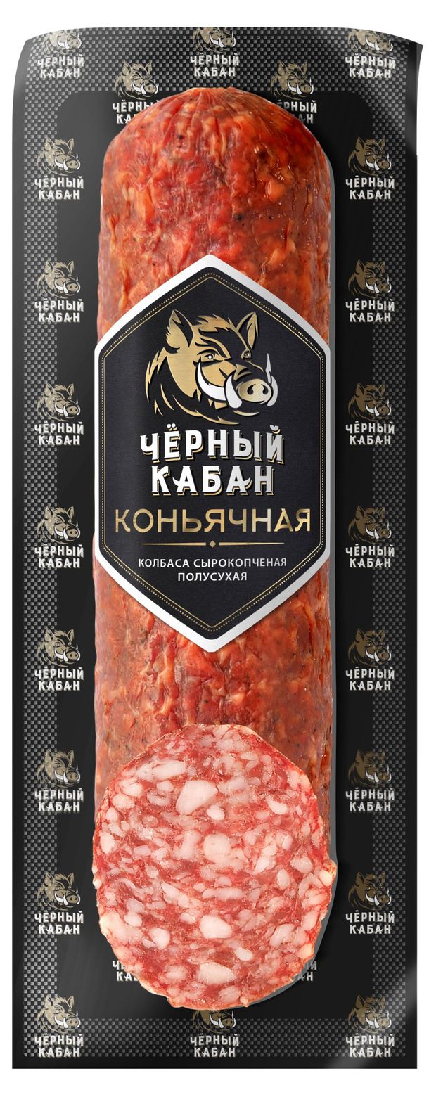 Колбаса сырокопченая Черный кабан Коньячная 210 г 386₽