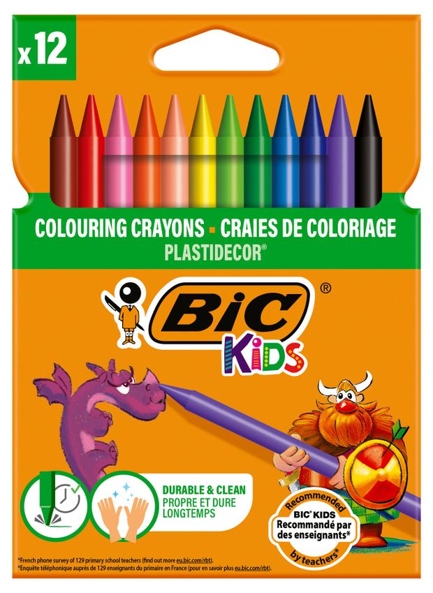 фото Цветные мелки bic kids plastidecor, 12 шт