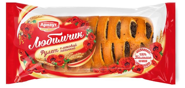 Рулет пшеничный сдобный Арнаут Любимчик с маком, 200 г