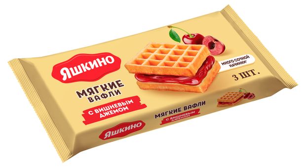 Вафли мягкие Яшкино с вишневым джемом, 120 г