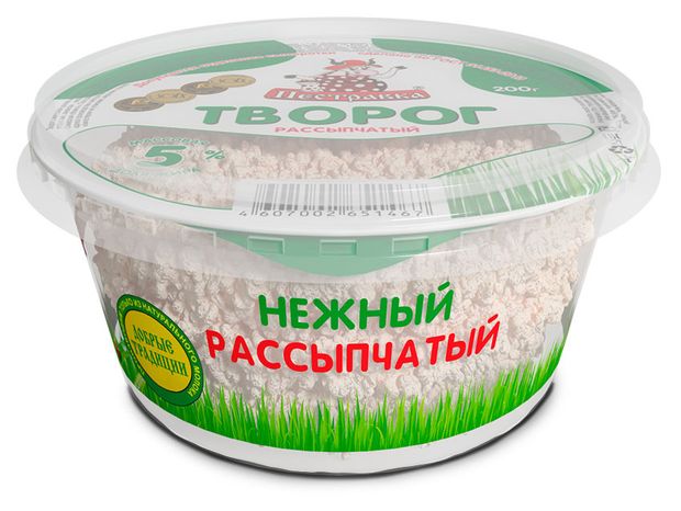Творог рассыпчатый Пестравка 5% БЗМЖ, 200 г