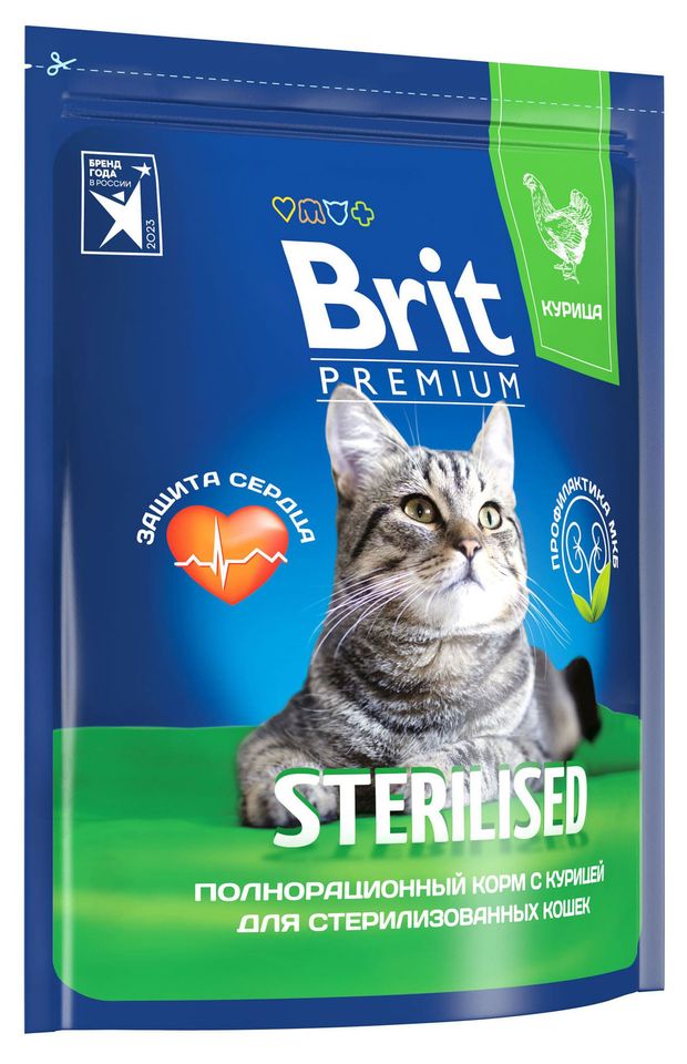 фото Сухой корм для стерилизованных кошек brit premium курица, 2 кг