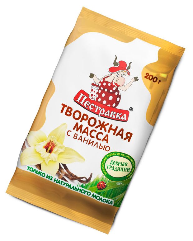 Масса творожная Пестравка с ванилью брикет 18% БЗМЖ, 200 г