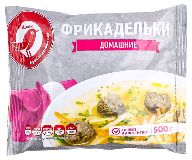 Замороженные продукты Фрикадельки АШАН Красная птица из говядины и свинины, 500 г
