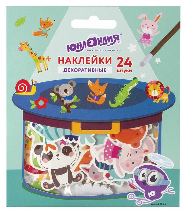 Наклейки декоративные ЮНЛАНДИЯ Зверушки 24 шт 117₽