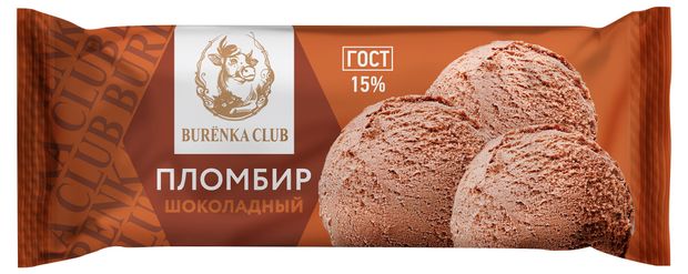 Мороженое Burenka Club пломбир шоколад, 400 г