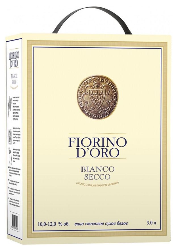 Вино Fiorino d'Oro Bianco Secco белое сухое Россия, 3 л
