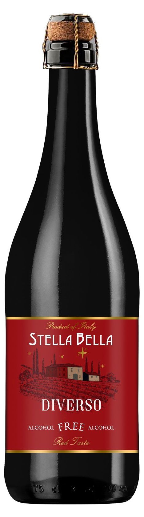 Игристое вино безалкогольное Stella Bella красное сладкое Италия, 0,75 л