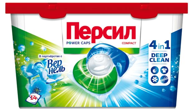 фото Капсулы для стирки персил свежесть от вернель 4в1 для белого белья, 14 капсул