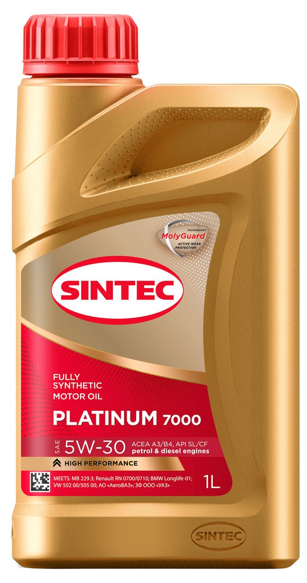 Моторное масло Sintec 5W30 Платинум GT API SL/CF синтетическое, 1 л