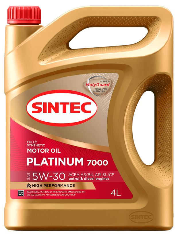 фото Моторное масло sintec platinum 5w-30 api sl/cf синтетическое, 4 л