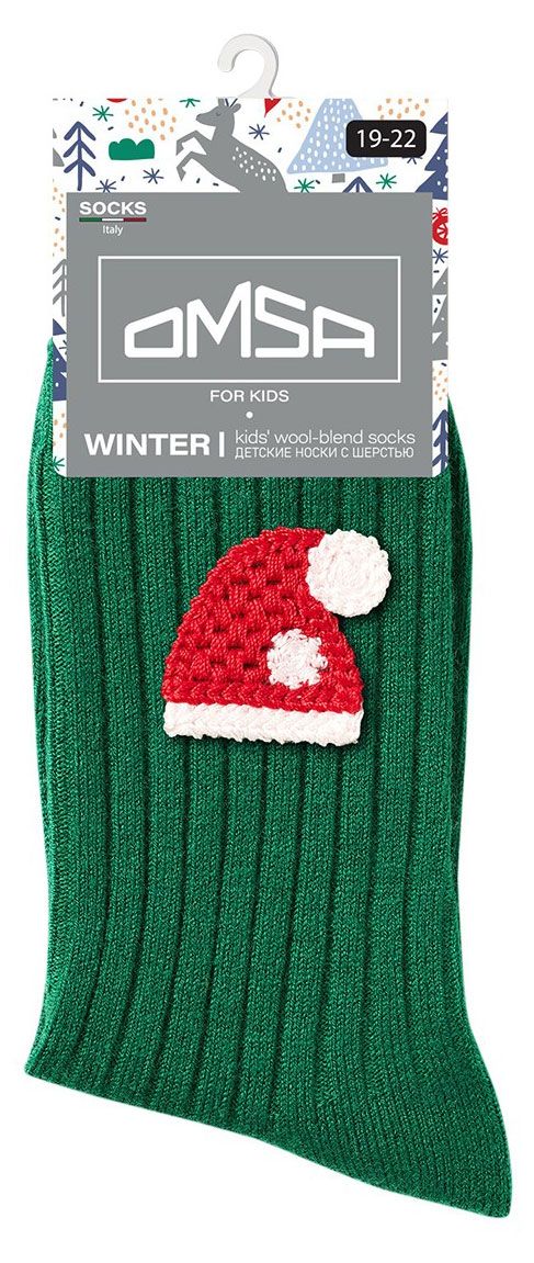 Носки детские Omsa kids Calzino с шерстью зеленые, размер 35-38