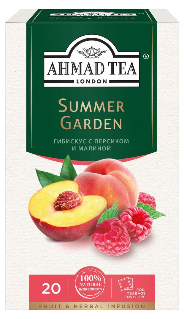 Чай травяной Ahmad Tea Summer Garden Гибискус с персиком и малиной в пакетиках 20 шт х 18 г 130₽