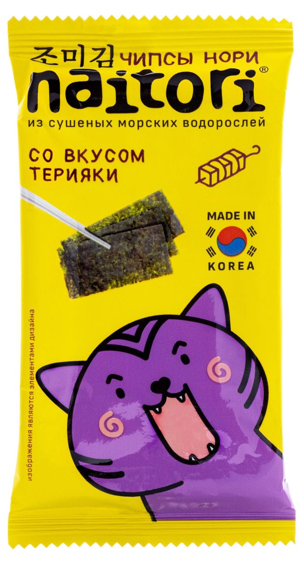 Чипсы Naitori нори из сушеных морских водорослей с терияки, 3 г