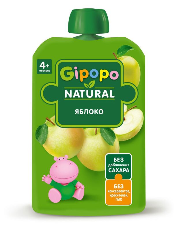 Пюре фруктовое детское Gipopo из яблок с 4 мес 90 г 63₽