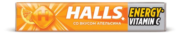 Карамель леденцовая Halls с витамином С и вкусом апельсина, 25 г