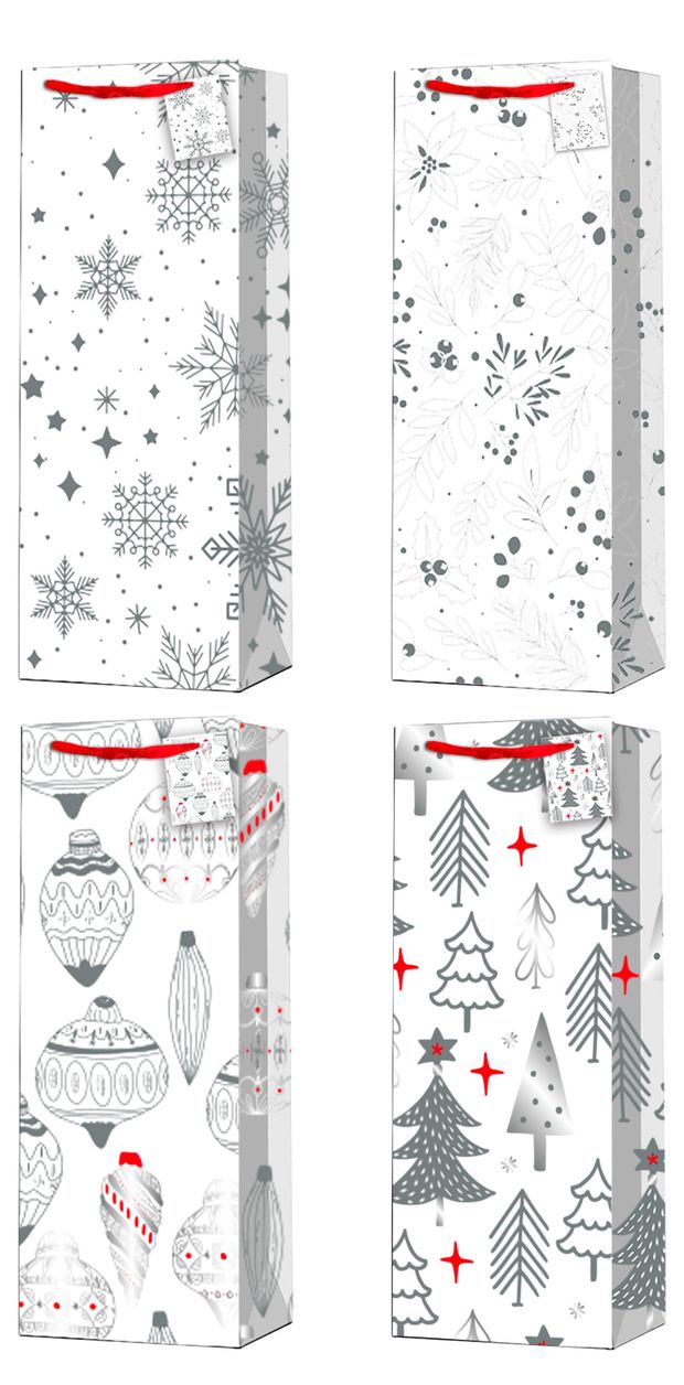 Пакет подарочный Зима серый 12х35х9 см 1 шт в ассортименте 50₽