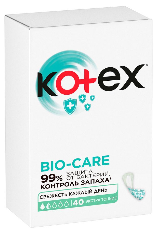 Прокладки ежедневные Kotex Bio-Care Экстра тонкие 40 шт 250₽