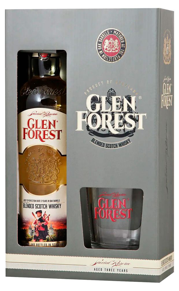 фото Виски glen forest с 2 бокалами в подарочной упаковке ирландия, 0,7 л