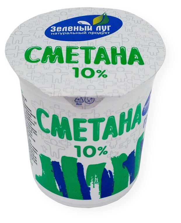 Сметана Зеленый луг 10% БЗМЖ, 300 г