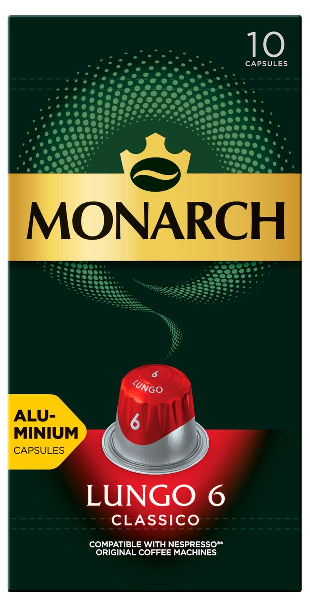 Кофе в капсулах молотый MONARCH Lungo 6 Classico, 10х5,2 г