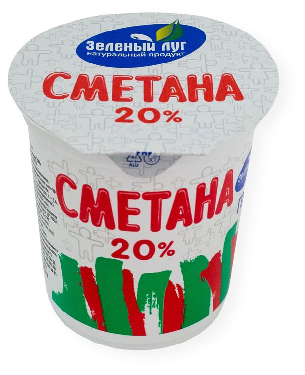 Сметана Зеленый луг 20% БЗМЖ, 300 г