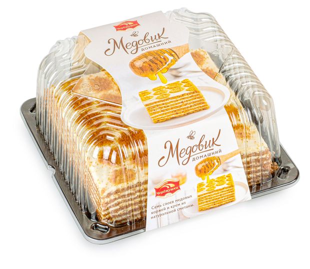 Торт бисквитный Черемушки Медовик домашний на основе натуральной сметаны с цветочным медом, 480 г