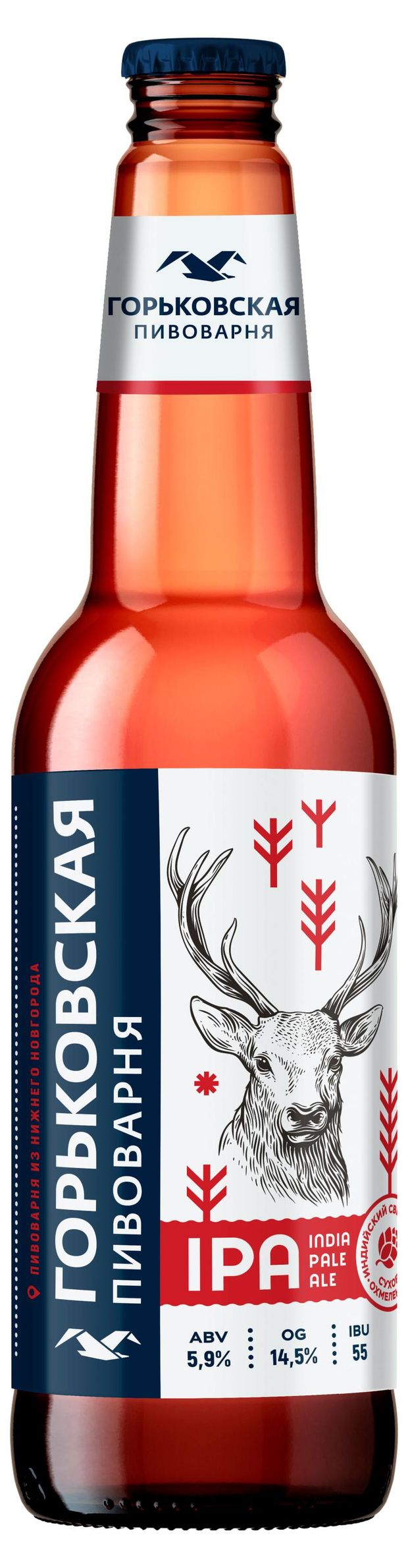 Пиво Горьковская Пивоварня Indian Pale Ale светлое нефильтрованное 59 440 мл 105₽