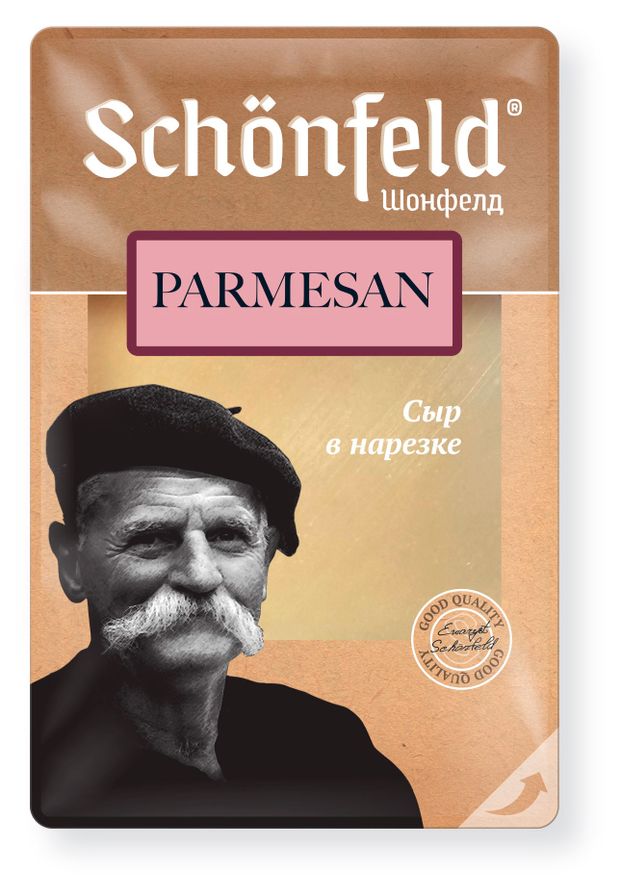 Сыр твердый Schonfeld Пармезан нарезка 43 БЗМЖ 125 г 210₽