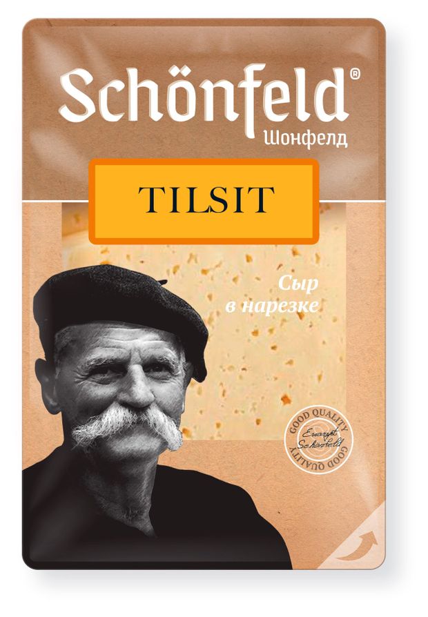 Сыр полутвердый Schonfeld Тильзитер нарезка 45 БЗМЖ 125 г 220₽