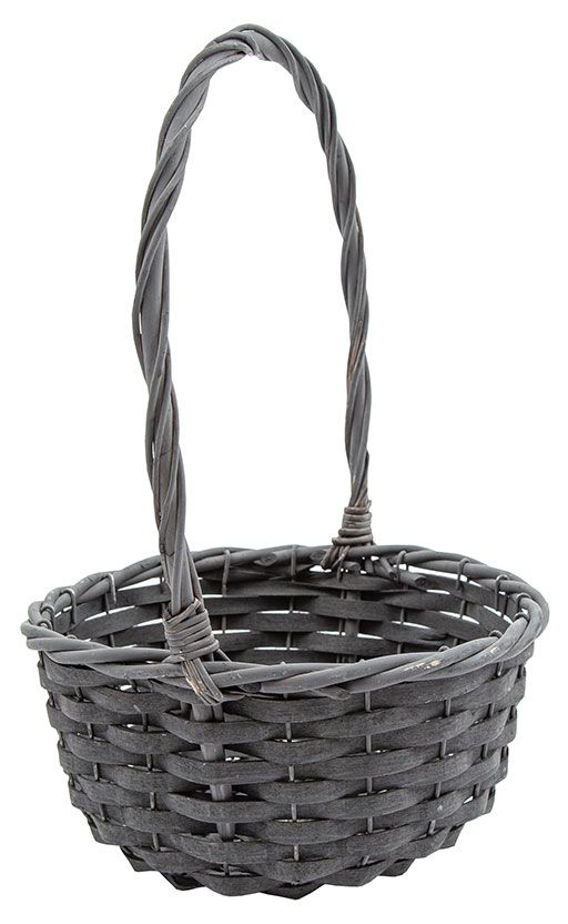 Корзина плетеная Natural House круглая с ручками графит, 24 см
