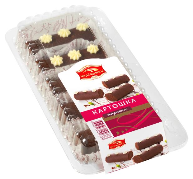 Пирожное бисквитное Черемушки Картошка на основе темного шоколада с добавлением сливок охлажденное 5 шт, 300 г
