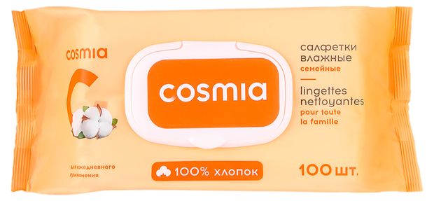 фото Салфетки влажные cosmia семейные, 100 шт