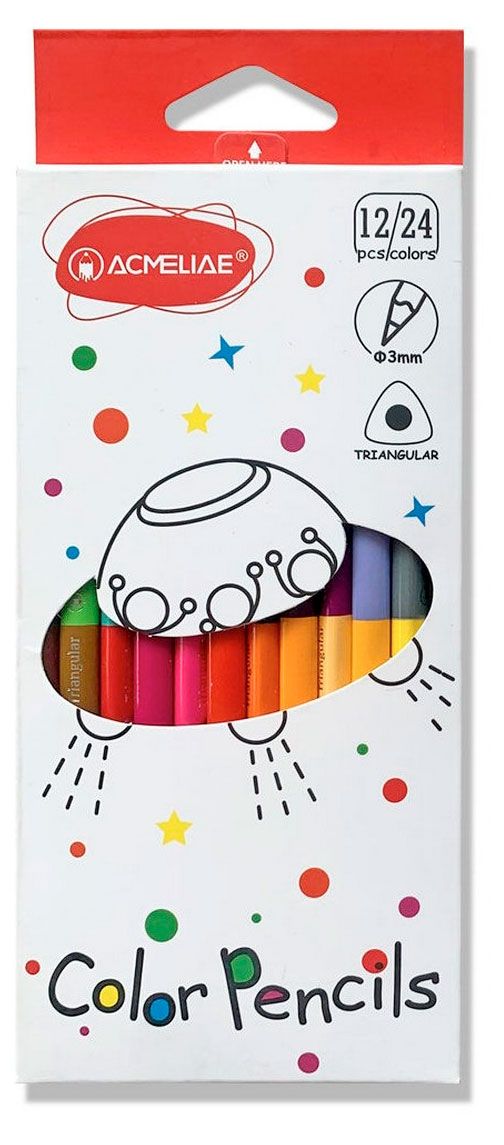 Набор цветных двусторонних трехгранных карандашей ACMELIAE 12 шт 24 цвета 230₽