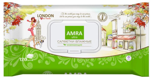 фото Влажные салфетки amra london, 120 шт