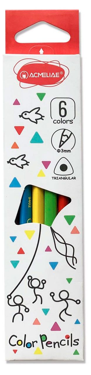 Набор цветных трехгранных карандашей ACMELIAE, 6 цветов