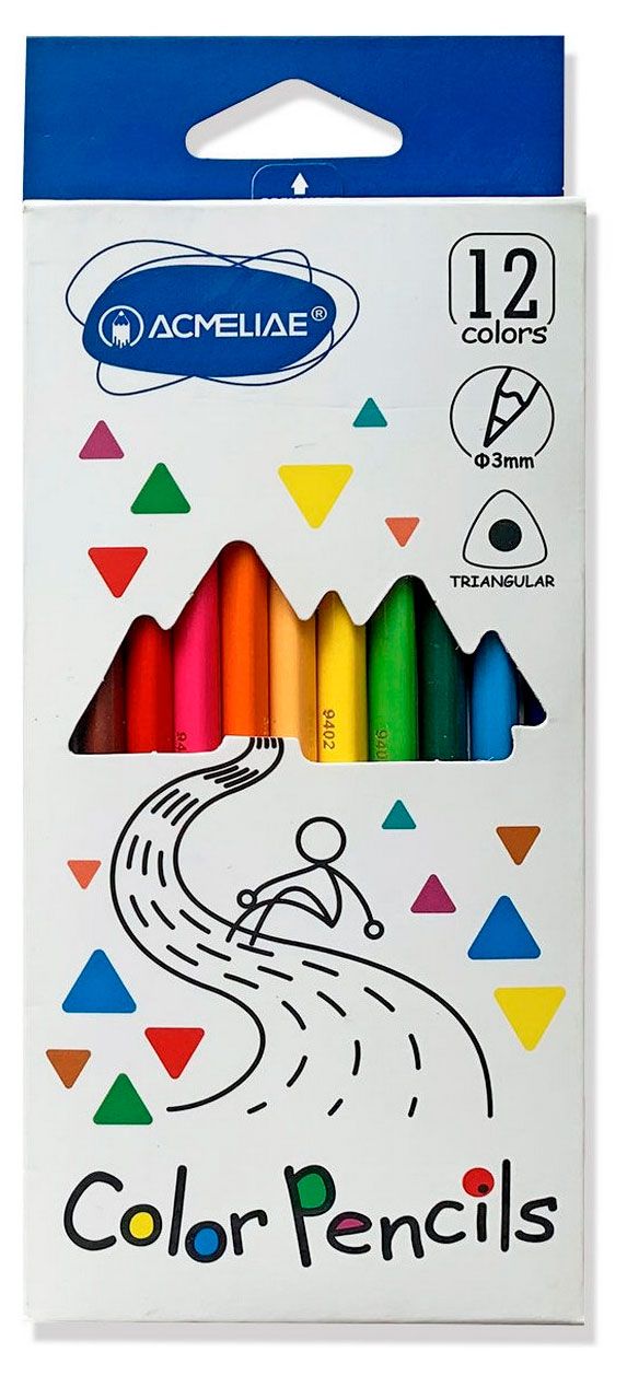 Набор цветных трехгранных карандашей ACMELIAE 12 цветов 220₽