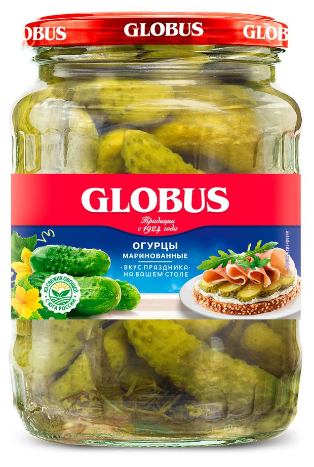 Огурцы GLOBUS маринованные 720 мл 180₽