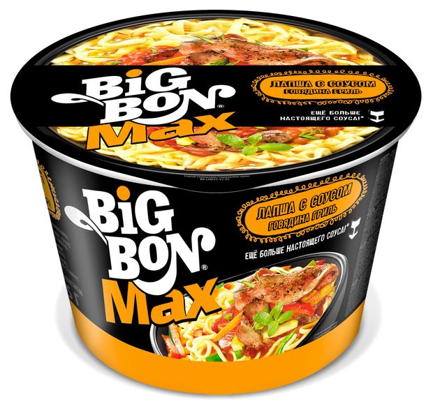 Лапша быстрого приготовления BIGBON MAX с соусом Говядиной гриль 95 г 59₽