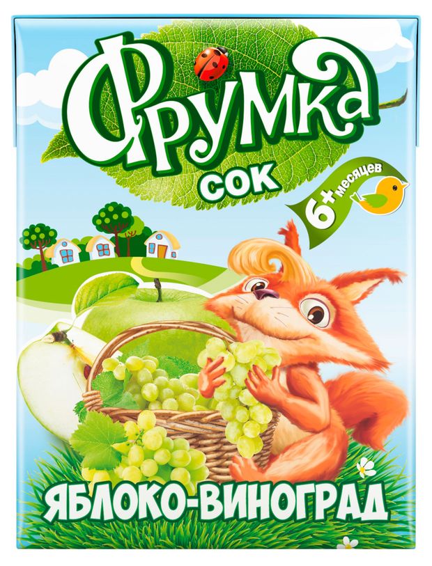 Сок Фрумка яблоко виноград осветленный с 6 мес., 200 мл