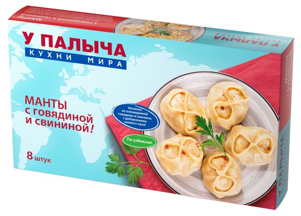 Манты У Палыча Со свининой и говядиной, 440 г