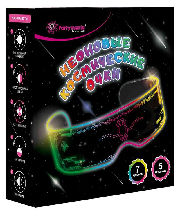 Очки карнавальные Partymania Неоновые космические 349₽