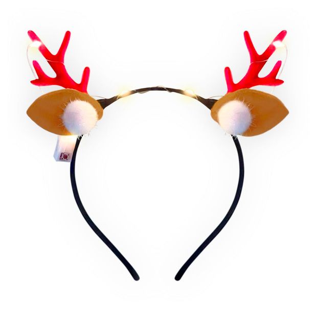 Ободок карнавальный светящийся Partymania Ушки с рожками, 1 шт в ассортименте