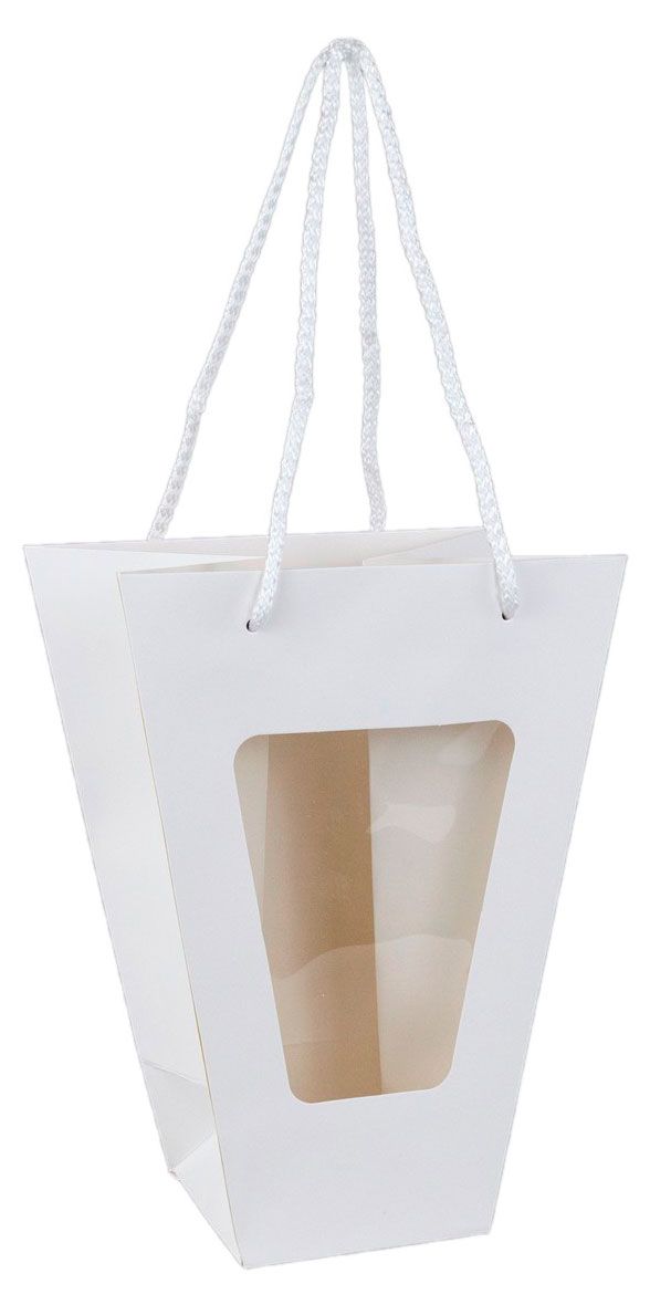 Пакет подарочный Азалия Декор с прозрачной вставкой белый 20x10x26 см 140₽