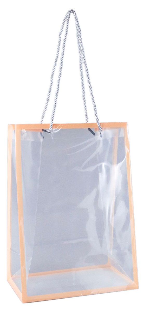 Пакет для цветов Азалия Декор пластик с каймой прозрачно-розовый, 25x15x35 см