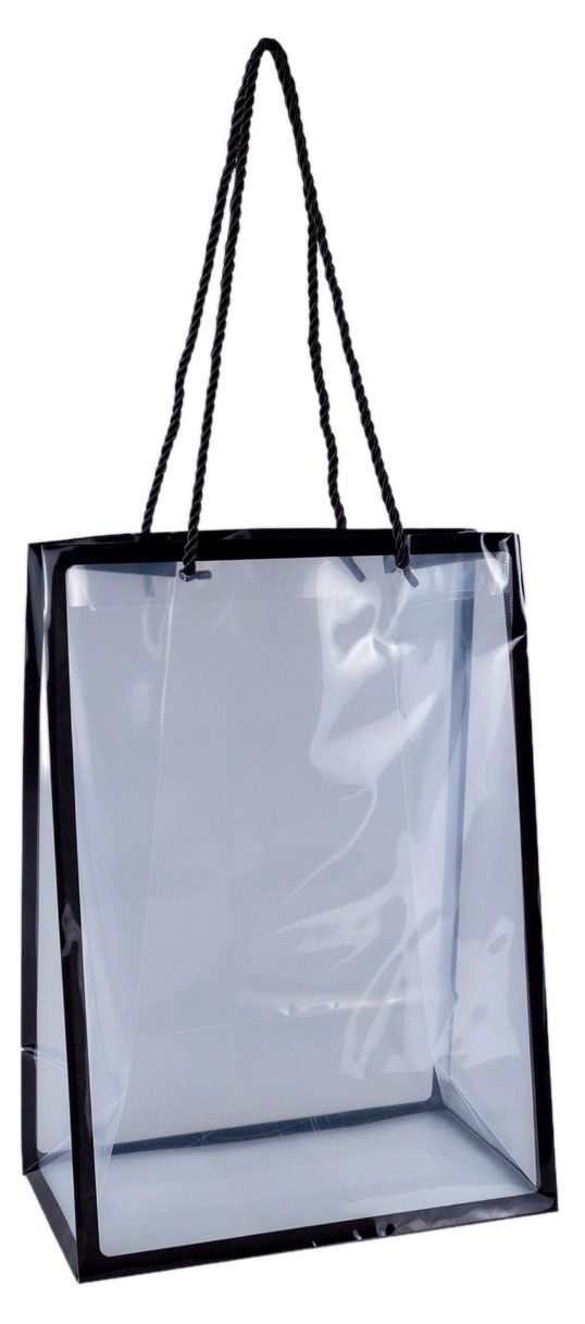 Пакет для цветов Азалия Декор пластик с каймой прозрачно-черный, 25x15x35 см