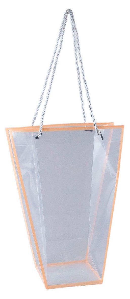 Пакет для цветов Азалия Декор пластик с каймой прозрачно-розовый, 26,5x13x35 см