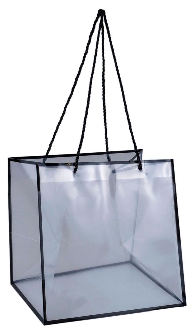 Пакет для цветов Азалия Декор пластик с каймой прозрачно-черный, 25x25x22 см