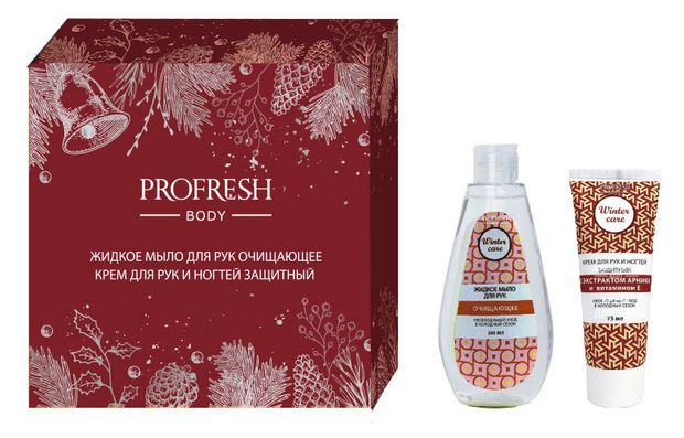 Подарочный набор Profresh Крем для рук и ногтей защитный 75 мл Жидкое мыло для рук очищающее 200 мл 179₽